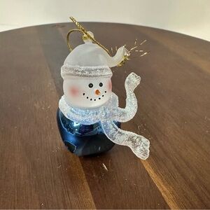Jingle Buddies Silver Birthstone Snowman Jingle Bell Ornament | Glitter Scarf